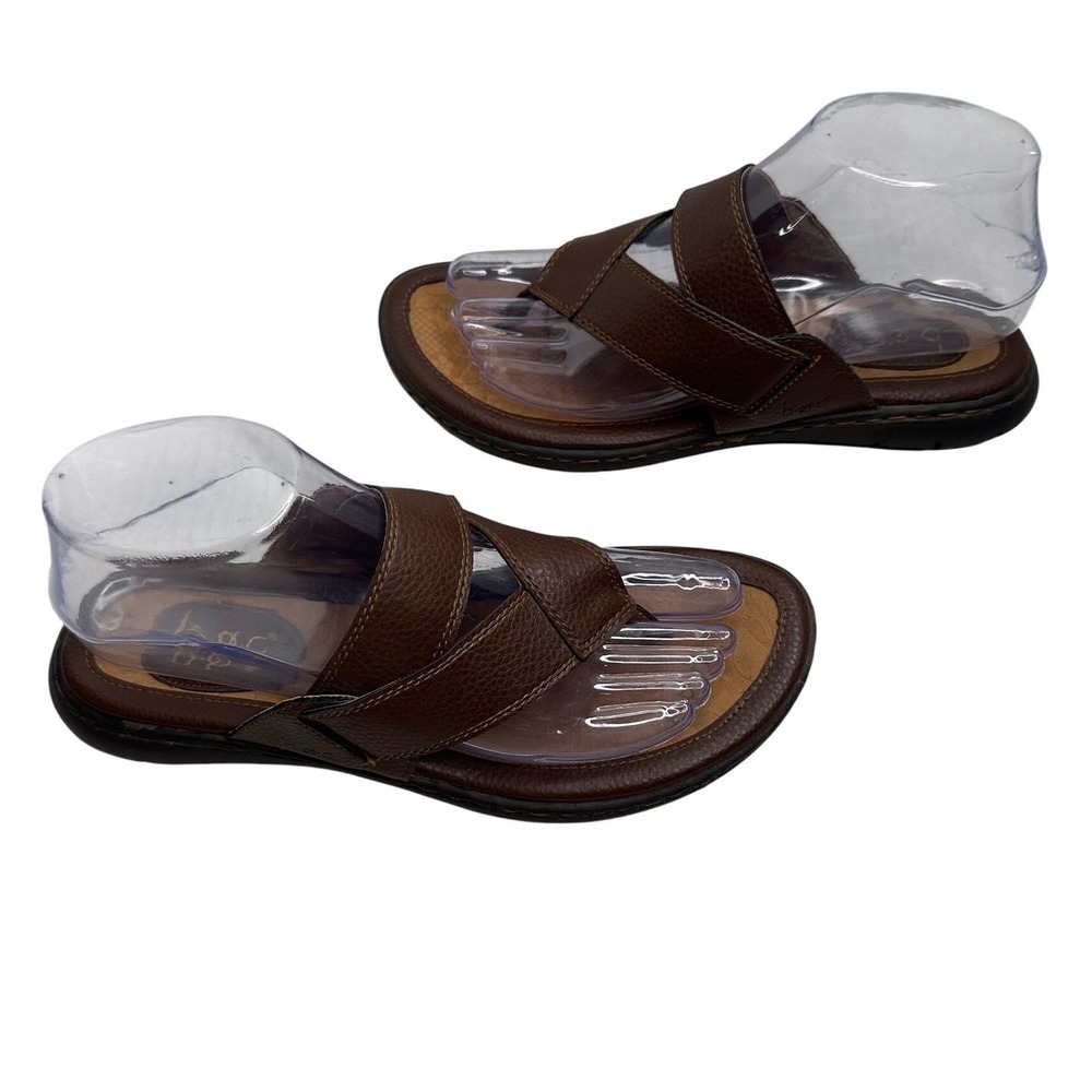 b.o.c. Born Concept Brown Faux Leather Thong Slide Sandals Z55223 Womens 7M